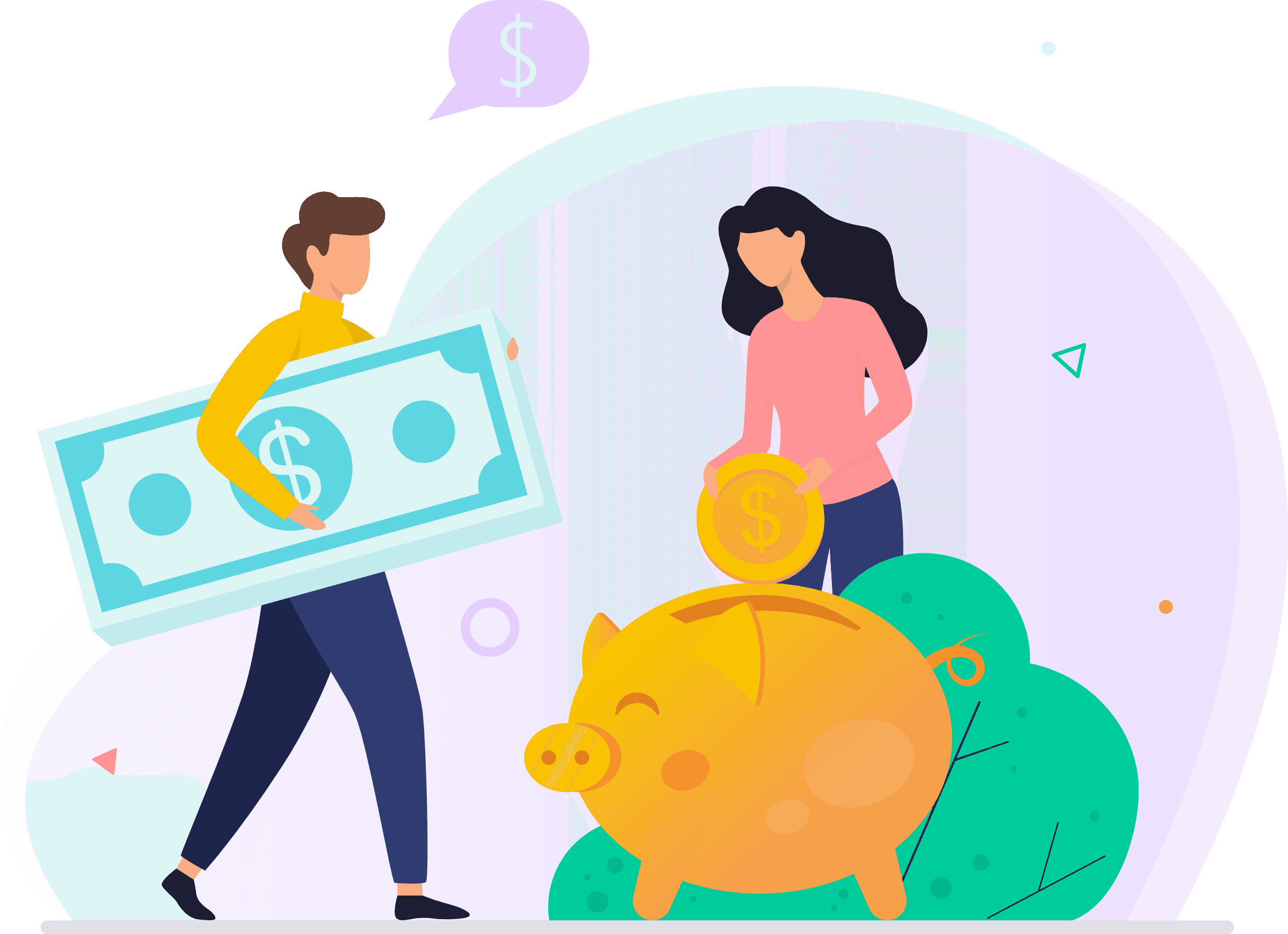 illustration of a couple making money